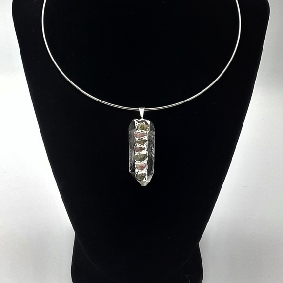 Hand Crafted Quartz and Tourmaline pendant - Picture 2 of 2